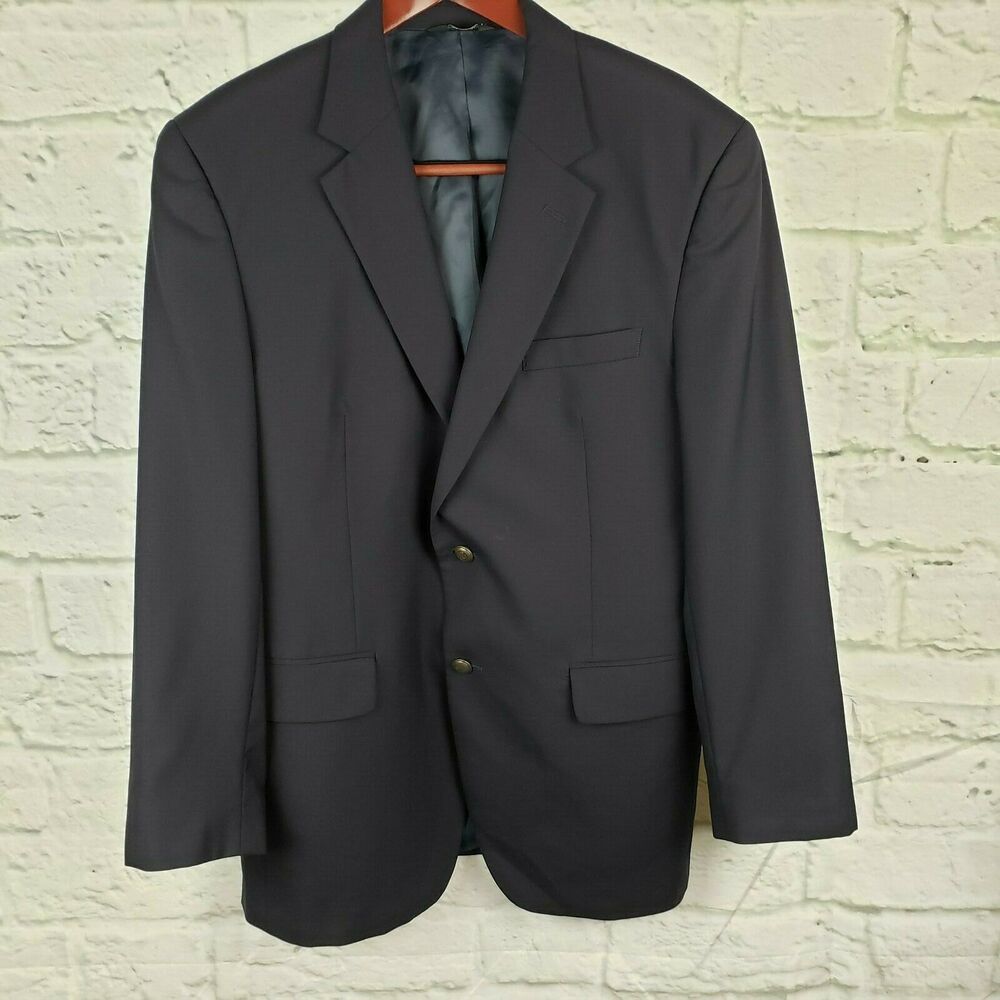 Jos A Bank Men's Blazer Size 42R Wool Navy 2 Button Sports Coat Eagle Buttons